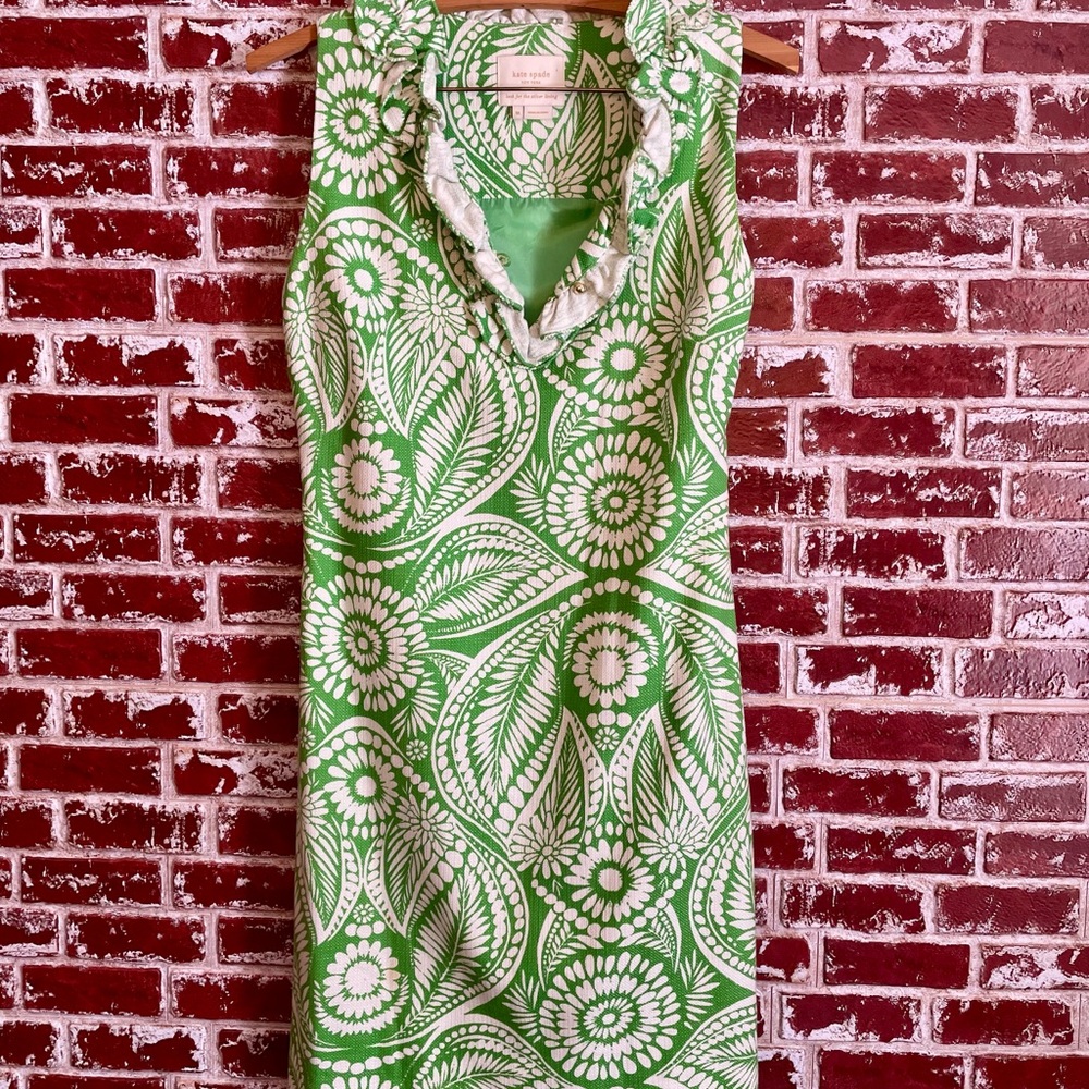 Kate Spade Bonnie Botanical ruffled neck sheath dress women’s Medium